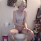 A pretty blonde girl on her period sits on a toilet, pisses and tries to shit. Menstrual fluid is seen on the TP when she wipes. Some pooping in the third scene. Presented in 720P HD. 216MB, MP4 file. Over 19 minutes.